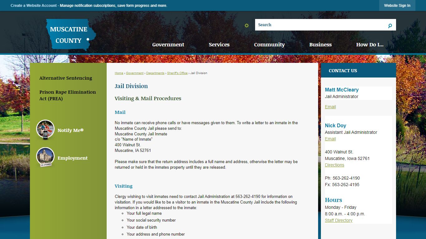 Jail Division | Muscatine County, IA - Official Website