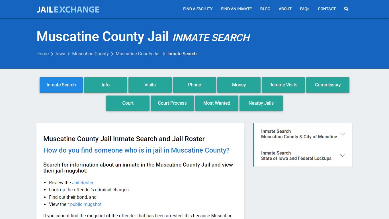 Inmate Search: Roster & Mugshots - Muscatine County Jail, IA