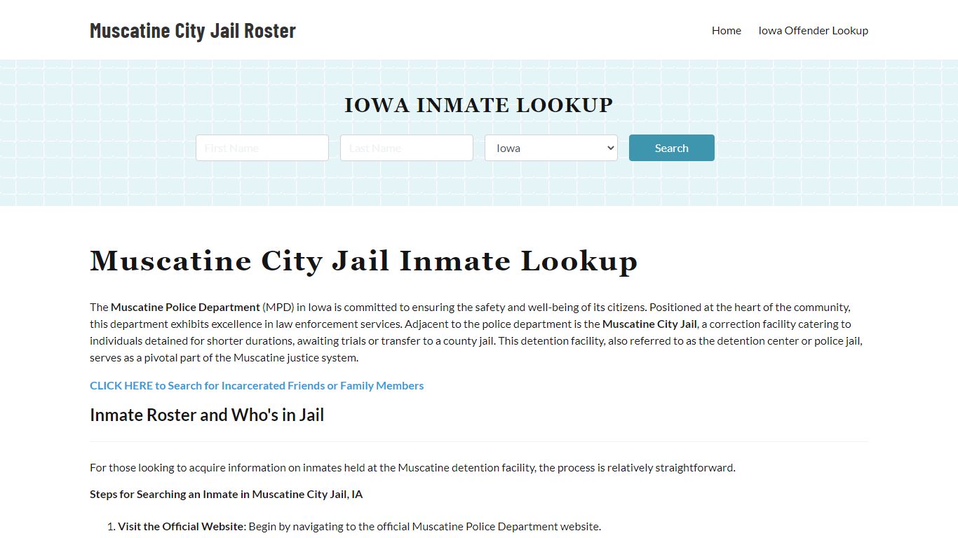 Muscatine Police Department & City Jail, IA Inmate Roster, Arrests ...