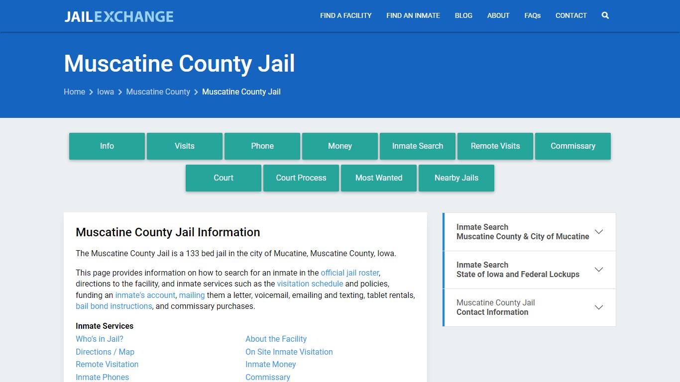 Muscatine County Jail, IA Inmate Search, Information